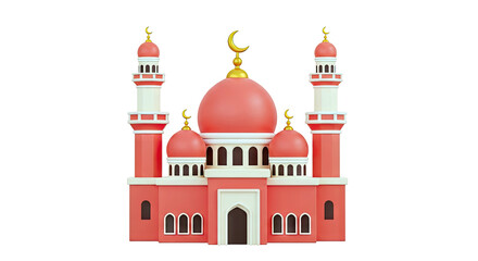 Obraz premium 3D Cartoon Mosque with Minarets and Domes