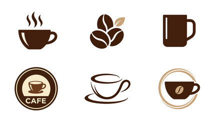 Obraz premium Coffee Cup Logo Icon Set � Minimal Cafe Branding Vector for Commercial Use