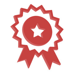 3D Red Award Badge Icon with Star for Achievement, Winner, Success and UI UX Design &ndash; Transparent Background