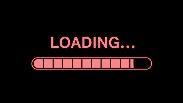 Glowing red loading bar indicates a process is currently underway