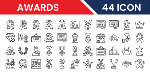 Fototapeta premium Collection of 44 award icons for recognition and achievement purposes