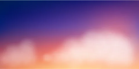 Fotobehang Warm Paars Dreamy gradient sky with fluffy pink and purple clouds at sunset, perfect for fantasy backgrounds and pastel-themed designs with soft light effects.  © Narin