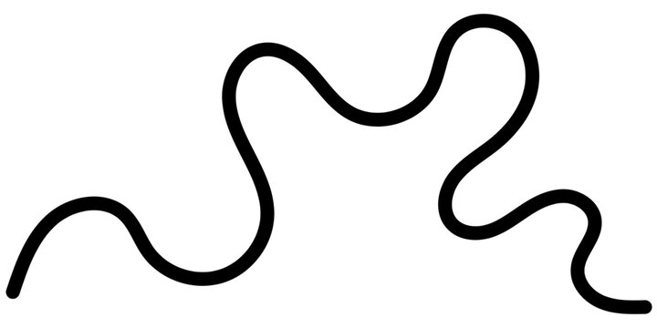  Abstract black line drawing with wavy continuous curves and doodle squiggles creating organic chaotic pattern on white background for modern decor