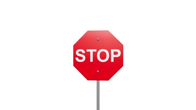 Stop Sign Icon Animation with Red Traffic Warning Symbol