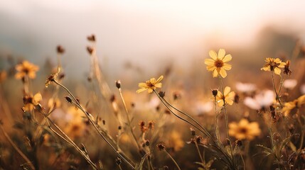 Fototapeta premium Vibrant Wildflower Fields in Spring Bloom Nature Photography Serene Environment Blurred Background Capturing Beauty of Nature