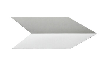 Geometric shape of overlapping light and dark gray rhomboids, mimicking a pointed arrow