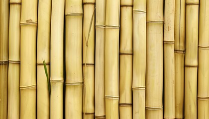 Naklejka premium Bamboo texture background showcasing slender and tall natural growth with warm earthy tones and vibrant green accents