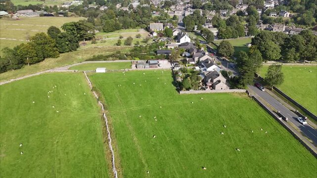 Aerial Drone Footage of Castleton Village, hope valley, UK