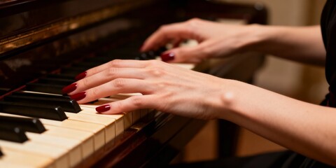 Obraz premium Woman's hands playing the piano