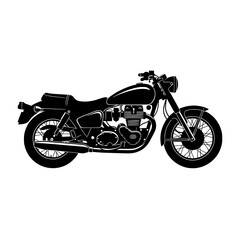 Obraz premium Classic motorcycle black silhouette vector illustration side view