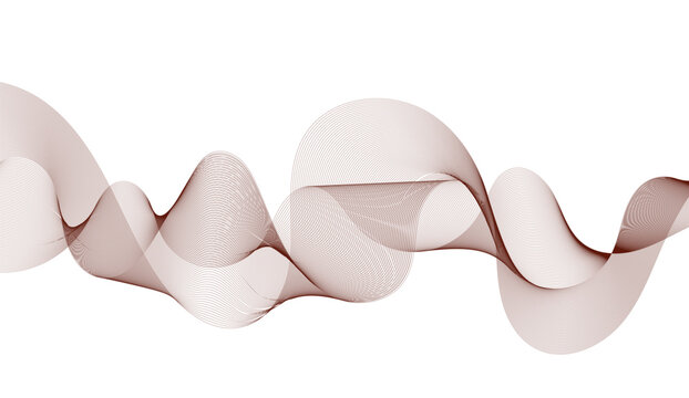 Abstract wavy brown stream element for design on transparent background isolated. frequency sound wave lines, technology, data science, business wave line background. 