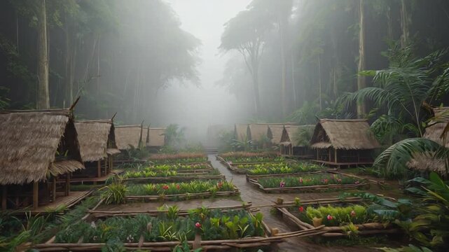 Village of a tribe in the Amazon.