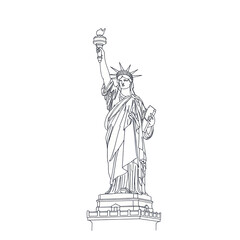 Statue of Liberty Outline Drawing Iconic Landmark New York City Symbol © jono