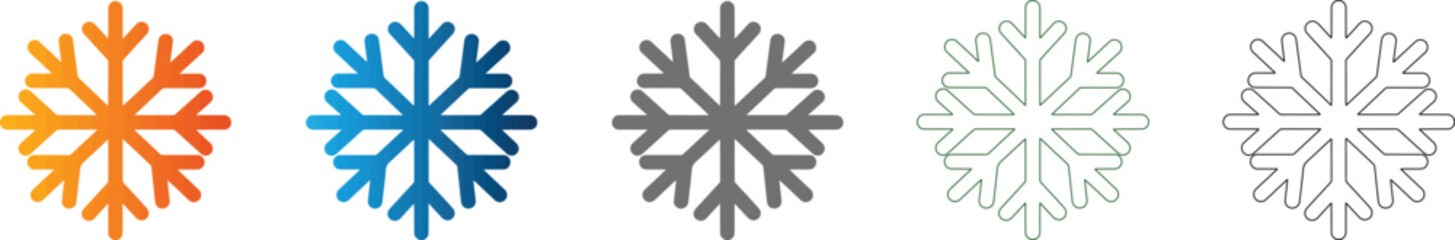 Obraz premium Snowflake crystal icon set vector flat design