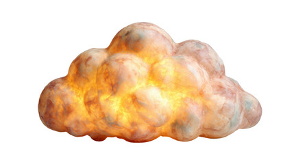 Soft pastel cloud-shaped lamp with warm light background isolated on a Transparent background, PNG file.