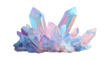 Soft pastel crystal cluster illustration background isolated on a Transparent background, PNG file.