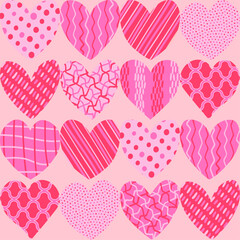 Lovely seamless pattern with textured hearts, perfect for Valentine's Day and romantic or festive occasions. Ideal for textiles, wrapping paper, banners, love-themed graphics, and charming decor.