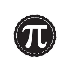 Solid Black Pi Symbol in a Decorative Scalloped Circle, Modern Geometric Icon for Mathematics and Educational Design.