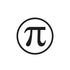 Simple Solid Black Pi Symbol Icon in a Single Circle, Classic Geometric Representation for Math and Science.