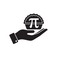 Hand Holding Miniature Pie with Pi Symbol, Offering Dessert or Celebrating Pi Day, Culinary Math Concept.