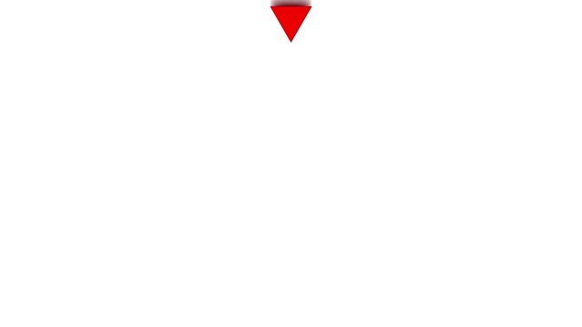 down-directional red arrow loop animation with shadow on white background ideal for business, investment, financial, and failure. Arrow icon concept animation, arrows sign down