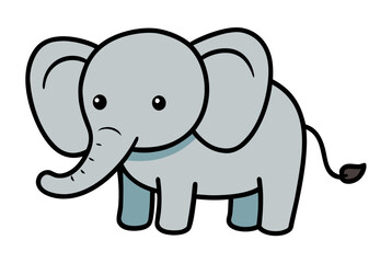 Obraz premium Baby Elephant Doodle Illustration Minimal Outline