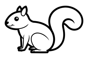 Fototapeta premium Woodland Squirrel Cartoon Outline Simple Doodle Illustration