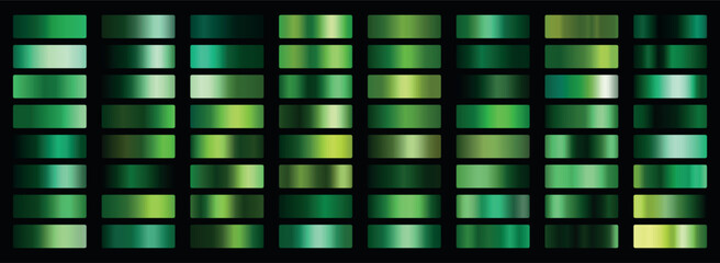 Green metalic gradients set. Green gradients collection  © Mher