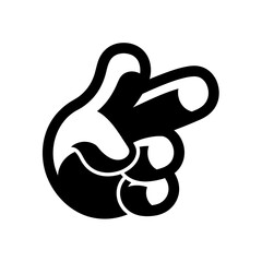 Obraz premium Hand Gesture Pointing Finger Icon, Isolated Black and White Vector Art
