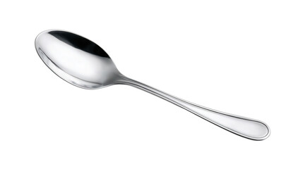 Stainless steel spoon background isolated on a Transparent background, PNG file.