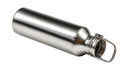 Stainless water flask background isolated on a Transparent background, PNG file.