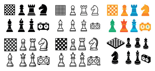 Obraz premium Chess pieces and boards collection