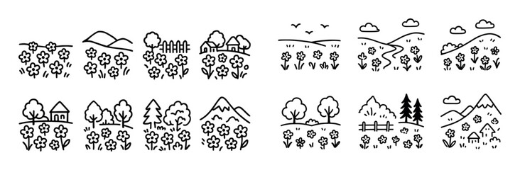 Fototapeta premium Flower Meadow Icons