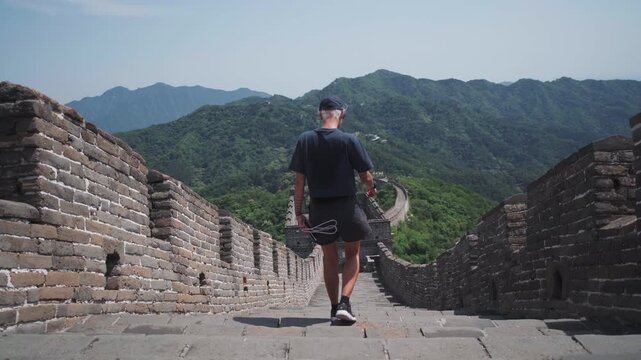 tourist on The Great Wall at Mutianyu near Beijing, China