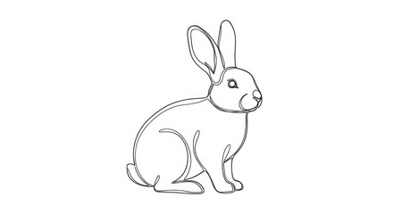 Obraz premium Rabbit Line Art, Cute Animal Illustration