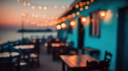 Obraz premium Resort beach bar background with soft focus.