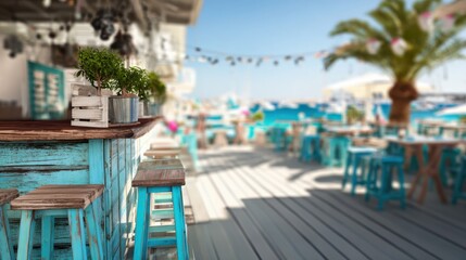 Fototapeta premium Beach bar background for social and entertainment themes.