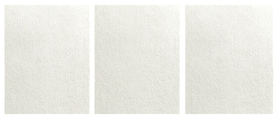 Three off-white, textured rectangles framed in black, arranged horizontally