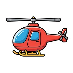 Red Cartoon Helicopter with Yellow Skids.