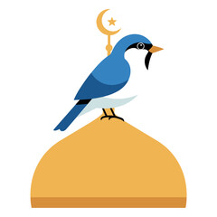 Obraz premium Blue Bird Standing on Dome with Crescent.