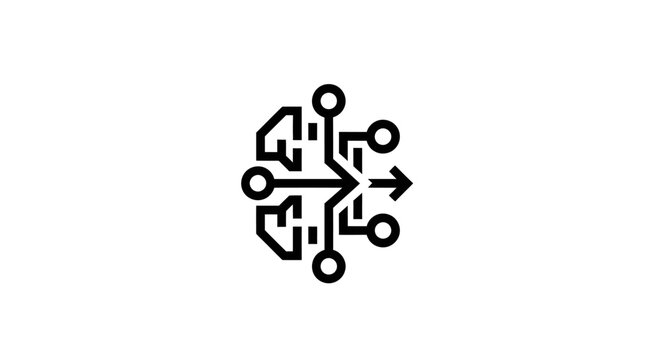 Black and white circuit board symbol.