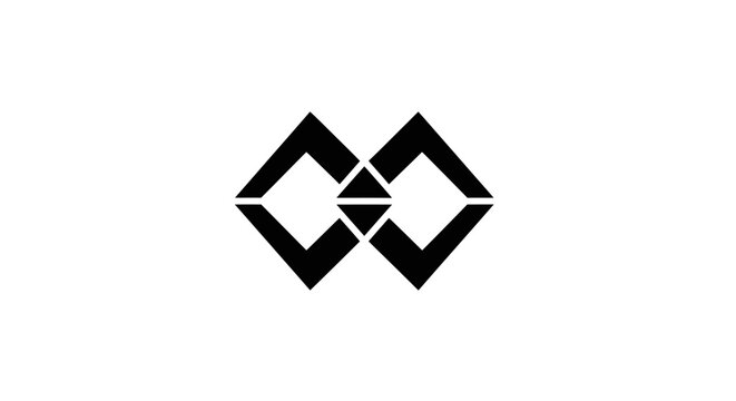 Black Geometric Shapes Interconnected Logo Design.