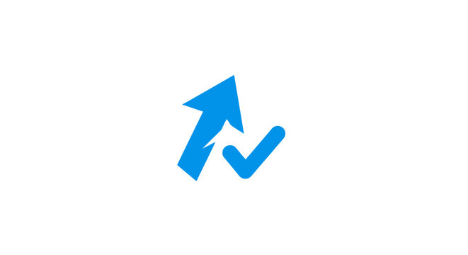 Blue Arrow and Check Mark Symbol.