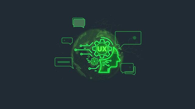 U X concept with human head and speech bubbles on a map background ux user experience technology