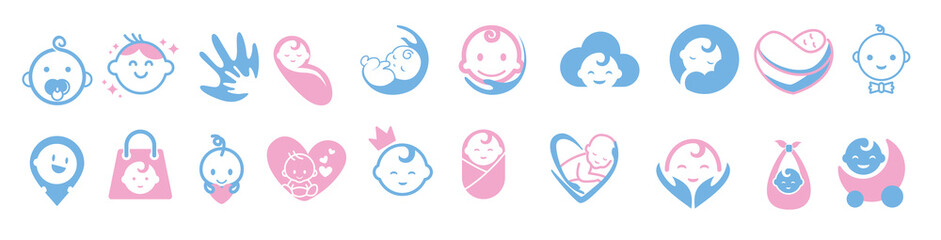 baby logo icon element set