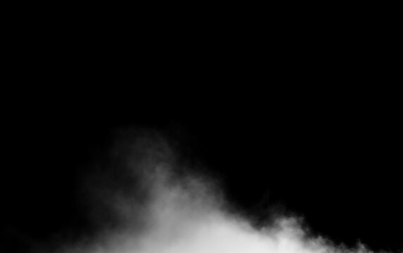 Dramatic white cloud erupting from below against black background