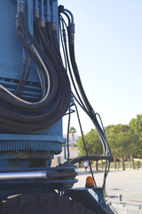 Close Up View of Hydraulic Hoses on Equipment