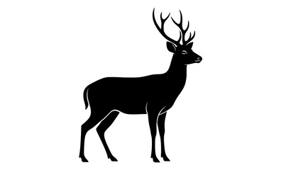 Obraz premium Deer Silhouette Black and White Vector Illustration