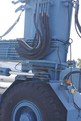 Close Up Blue Industrial Hydraulic Equipment