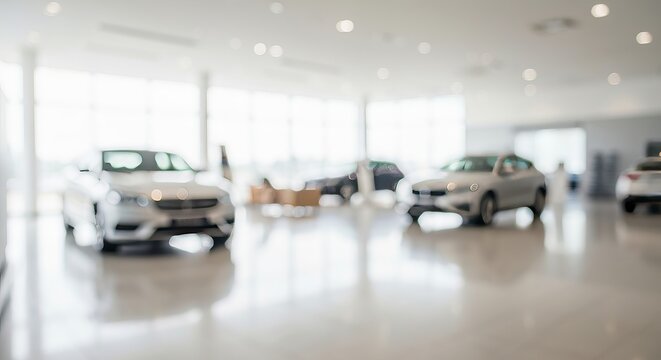 Dreamy Impression of a Show Window Displaying a Luxurious Car Collection in Soft Neutral Tones